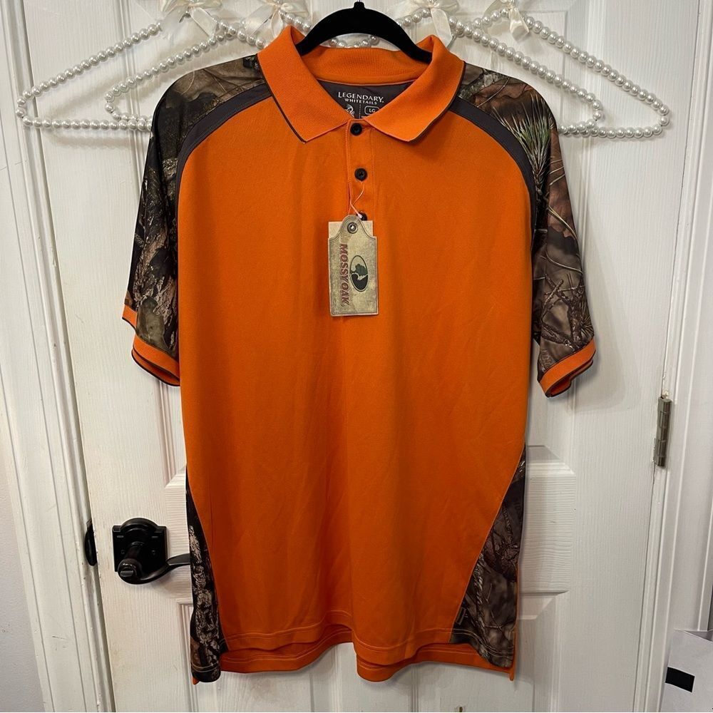 Legendary Whitetails Men's Orange and Camo Polo